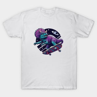 Skateboarding Space Dinosaur T-Shirt